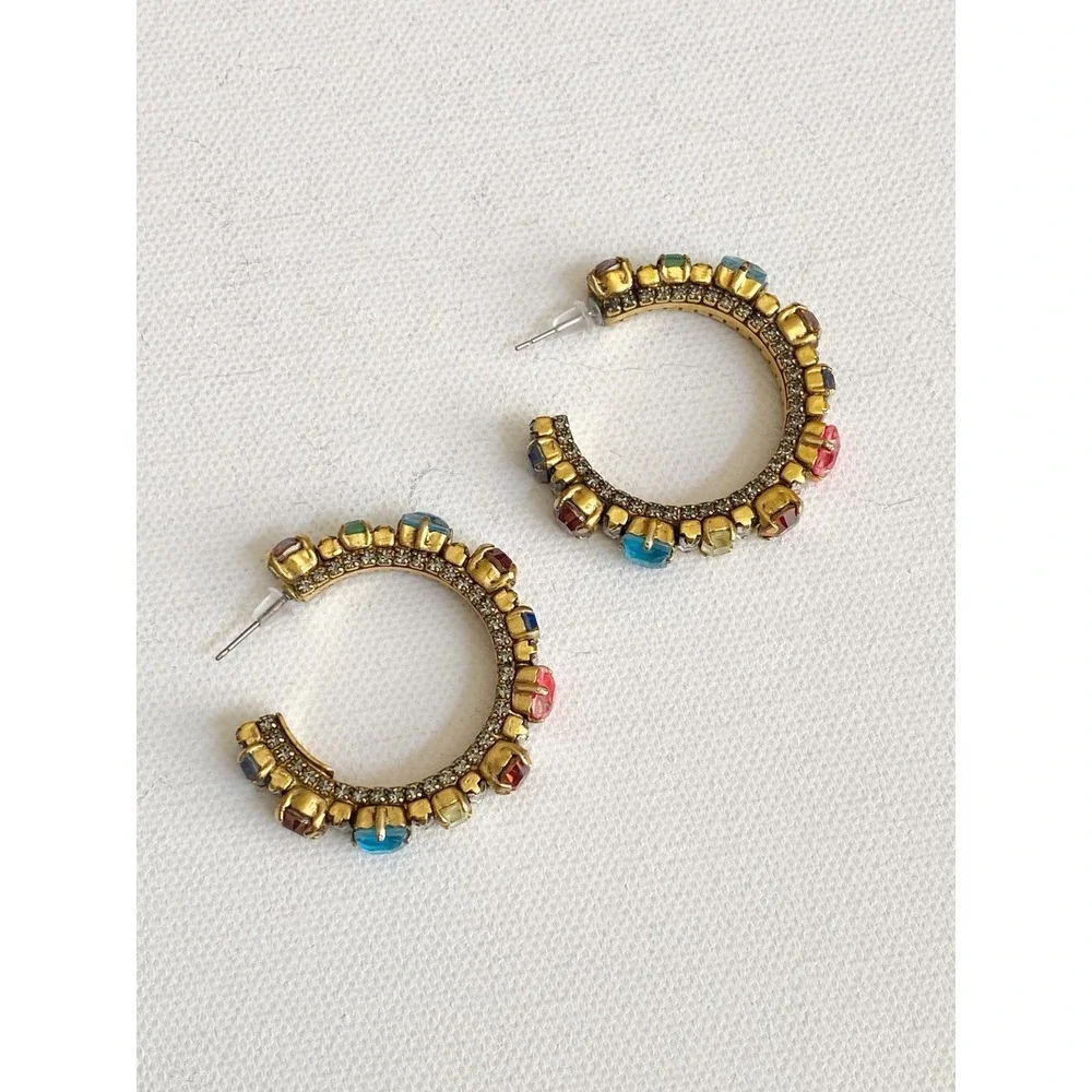 Erickson Beamon Funhouse Hoop Earrings 24k Gold Vermeil Plated Swarovski $303 - Picture 3 of 6